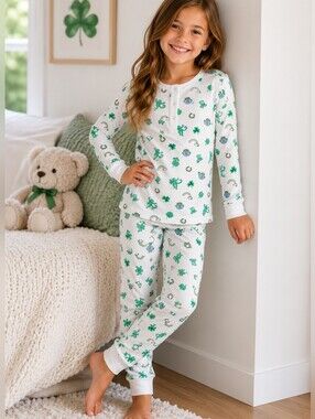 Roller Rabbit Luck O' The Monkey Kids Pajamas Size 8